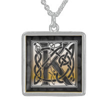 Monogramme initial" colliers en pierre noirs "celt