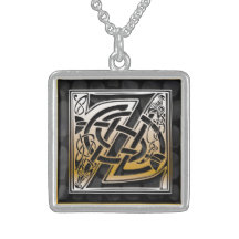 Monogramme initial" colliers en pierre noirs "celt