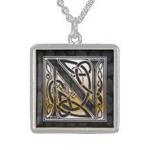 Monogramme initial" colliers en pierre noirs "celt