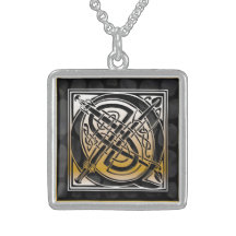 Monogramme initial" colliers en pierre noirs "celt