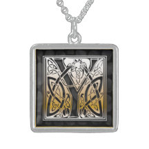 Monogramme initial" colliers en pierre noirs "celt