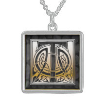 Monogramme initial" colliers en pierre noirs "celt