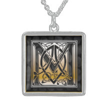 Monogramme initial" colliers en pierre noirs "celt