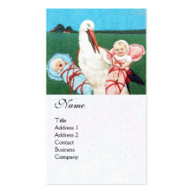 MONOGRAMME JUMEAU de BABY SHOWER de CIGOGNE, papie Modèle De Carte De Visite