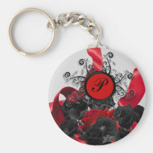 Monogramme noir de coutume de roses porte-clefs