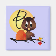 Monogramme P de hibou d'automne Aimants