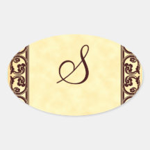 Monogramme personnel élégant en Brown Autocollants