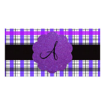 Monogramme pourpre de plaid photocarte