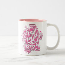 MONOGRAMME ROSE A TASSES