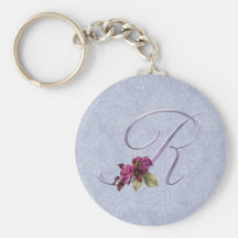 Monogramme rose R de roses Porte-clefs