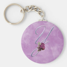 Monogramme rose Y de roses Porte-clefs