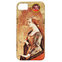 Monogramme rouge de gemme de parchemin de MARY MAG Étuis iPhone 5