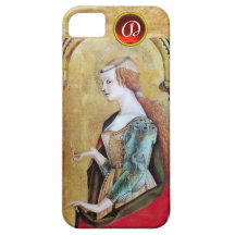 Monogramme rouge de gemme de parchemin de MARY MAG Étuis iPhone 5