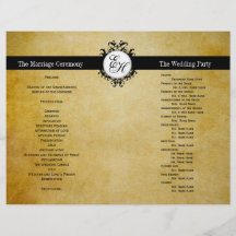 Monogramme rustique de cru de programme de mariage prospectus personnalisés