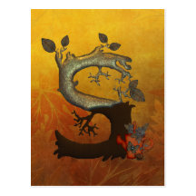 Monogramme S d'arbre d'automne Cartes Postales
