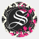 Monogramme "S" de damassé de Neopolitan noir/blanc Adhésifs