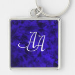 Monogramme sur le bleu profond porte-clef