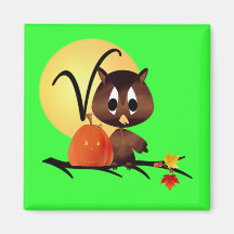 Monogramme V de hibou d'automne Magnets