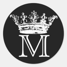 Monogramme vintage de couronne autocollants ronds