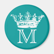 Monogramme vintage de couronne magnets pour réfrigérateur