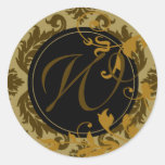 Monogramme "W" de damassé de Neopolitan (céleri/mo Adhésifs