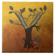Monogramme Y d'arbre d'automne Carreau