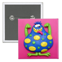 Monstre bleu pin's avec agrafe