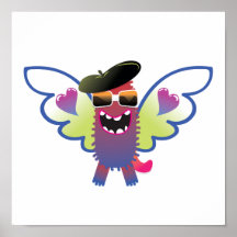 monstre hippie psychédélique d'ange affiche