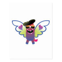 monstre hippie psychédélique d'ange carte postale