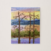 Montagnes par les arbres puzzles