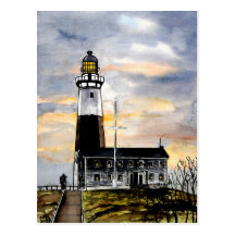 montauk New York van de puntvuurtoren briefkaart Wens Kaarten
