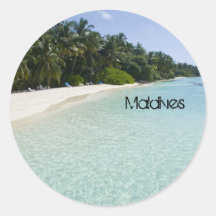 Mooi strand in de Maldiven Ronde Stickers