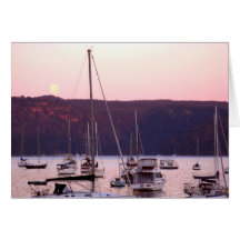 Moonset au-dessus de Pittwater Cartes De Vœux