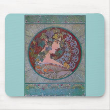 Mosaïque de femme de Mucha d'art déco Tapis De Souris
