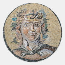 Mosaïque romaine antique de satyre autocollant rond