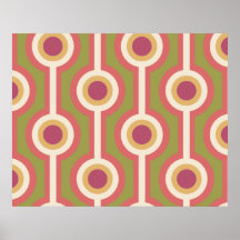 Motif à chaînes vert, pourpre et rose affiche