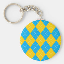 Motif à motifs de losanges jaune et bleu porte-clef