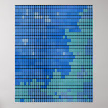 Motif abstrait de carré de bleu posters