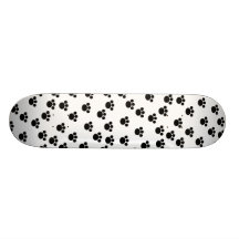 Motif animal d'empreinte de patte. Noir et blanc. Planches À Roulettes Customisées