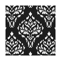 Motif baroque feuillu B&W I de damassé Toile Tendue