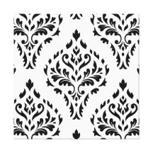 Motif baroque feuillu B&W II de damassé Impressions Sur Toile
