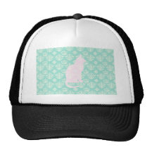 Motif blanc turquoise royal vintage de conception  casquettes