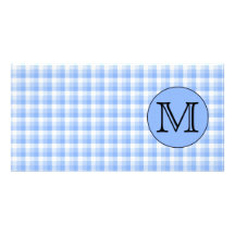 Motif bleu de contrôle de monogramme. Lettre faite Photocarte Personnalisée