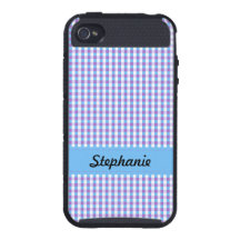 Motif bleu et lilas de guingan coques iPhone 4