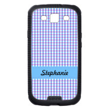 Motif bleu et lilas de guingan étui galaxy s3