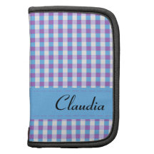 Motif bleu et lilas personnalisé de guingan agendas folio
