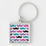 Motif bling coloré de moustache (scintillement de  porte-clés