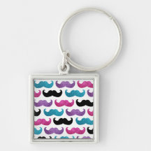 Motif bling coloré de moustache (scintillement de  porte-clés