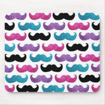Motif bling coloré de moustache (scintillement de  tapis de souris