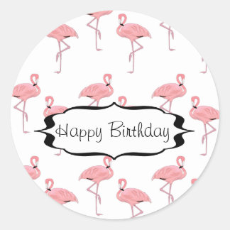 Anniversaire Rose Flamant Autocollants Stickers